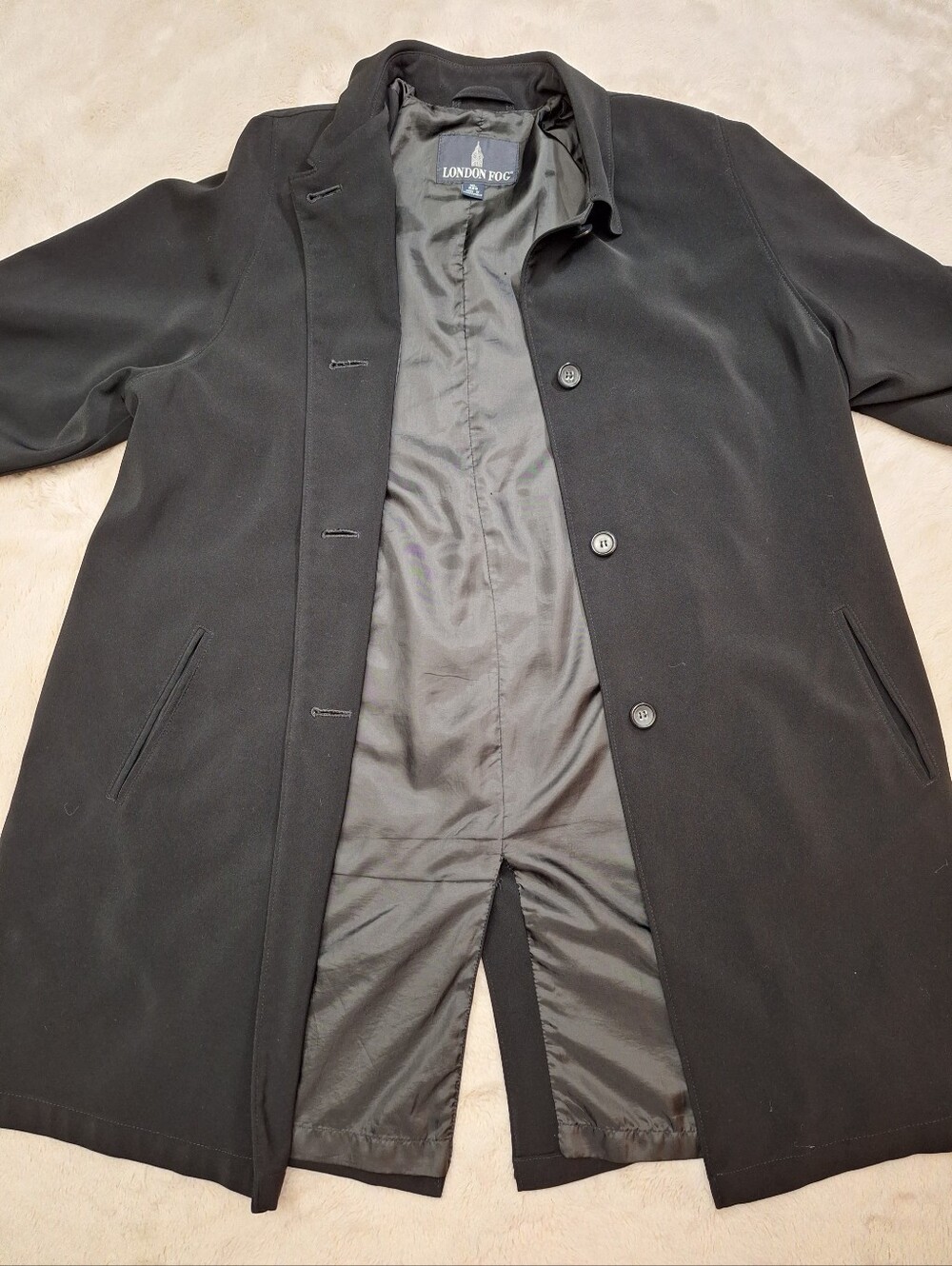 London Fog Men's Black Classic Overcoat XL